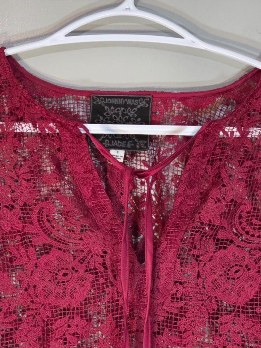 JOHNNY WAS Harper Smokey Rose Lace Tie-Front Mini Dress Size S - Picture 4 of 11